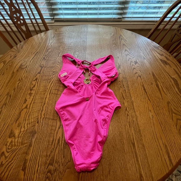 Sunshine 79 Gypset V-Plunge One Piece Electric Pink Swim Bathing Suit S - Picture 8 of 9